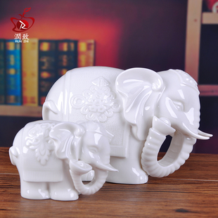 客厅家居酒柜摆设装饰品陶瓷象摆件装饰品母子象小大象一家三口