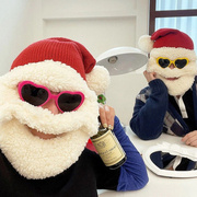 圣诞节老人大胡子圣诞，帽可亲子针织帽男生女生，儿童创意装饰礼物