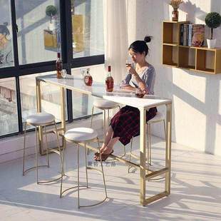 高脚餐桌椅简约小吧台长条桌轻奢奶茶店靠墙玻璃窗边窄桌椅咖啡桌