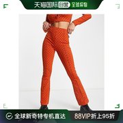 香港直邮潮奢 Fila 斐乐 女士Fila 复古喇叭型橙色裤子
