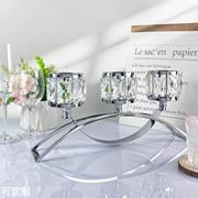 北欧铁艺玻璃烛台餐桌，家用家居装饰浪漫烛光，晚餐道具婚庆三头蜡烛