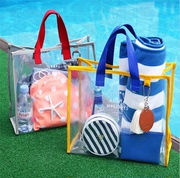 网红沙滩包透明(包透明)防水包大容量韩国果冻，包游泳(包游泳)健身收纳袋旅行手提袋