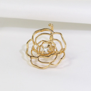 设计感复古夸张玫瑰花戒指，法式镂空女个性几何，花朵开口可调节指环