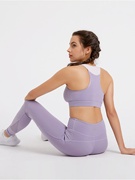 女子瑜伽长裤紧身速干健身运动九分裤拉链口袋，跑步裤蓝色紫色