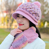 毛线帽子围巾两件套韩版百搭手工加绒里衬羊毛针织帽女护耳保暖帽