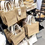 muji无印良品黄麻包(黄麻包，)黄麻购物袋时尚，简易环保收纳袋单肩手提拎包