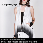 Lapargay纳帕佳2023秋冬白色中长款马甲薄款无袖背心女式外套