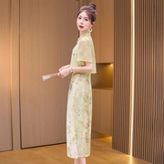 改良旗袍气质高端连衣裙女夏2024品牌雪纺中式国风两件套装裙