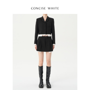 CONCISE-WHITE简白 时尚黑白拼接短西服外套2023春季