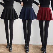 假两件泡泡裙打底裙裤，韩版加绒加厚冬季外穿无缝一体裤裙女士