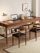 纯实木电脑桌台式书桌家用款卧室，去客厅化简易办公双人阅读写字桌