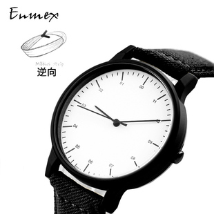 节日礼物 Enmex创意指针倒转逆向手表 反方向的钟表考试学生腕表