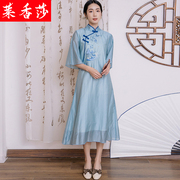 中式禅服茶服女改良版唐装古风女装日常汉服夏装中国风旗袍连衣裙