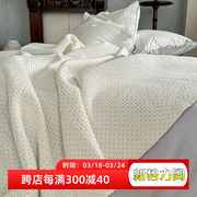 可爱黑色波点纯棉绗缝柔软床单，韩国进口双人四季通用圆点床盖卧室