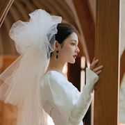新娘头纱精致造型纱蓬蓬款手工，多层堆积结婚超仙蓬蓬高级法式跟妆