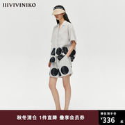 设计师品牌IIIVIVINIKO夏宽松廓形短裤字母刺绣五分裤