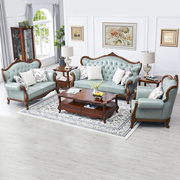 美式真皮沙发全实木沙发组合客厅新古典(新古典)家具，整装欧式双人三人沙发