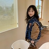 女童韩版洋气时尚外套，2023冬装宝宝加棉夹克，儿童加厚拼皮棉衣
