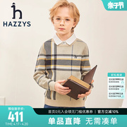 hazzys哈吉斯(哈吉斯)童装，男童线衣2023春中大童衬衫领套头针织衫