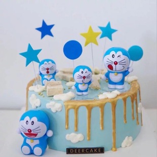 机器猫烘焙男孩生日蛋糕装饰摆件叮当猫塑料儿童，玩具多啦a梦公仔