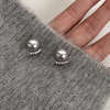 清冷灰色珍珠弧度耳钉女纯银小众设计高级精致耳饰2023年耳环