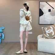 薄防晒衣蕾丝镂空外套，2024夏季小香风，时尚休闲运动短袖套装女