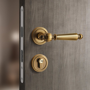 古铜色卧室门锁室内法式复古门把手，房间木门锁，磁吸静音分体房门锁
