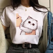 funny cat Women Tshirt搞笑小猫潮酷打底学生宽松可爱t恤女装
