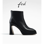 fed厚底短靴女冬季女靴粗跟时装靴增高瘦瘦靴女款R1002-ZF022