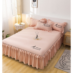 床裙式床罩单件防尘保护套1.5m1.8米2床笠床单防滑床套罩全棉纯棉