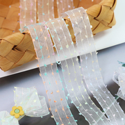 日本进口2.4cm波点透明雪纺欧根纱织丝带diy蝴蝶结材料包装饰蛋糕