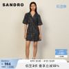 sandrooutlet女装法式淑女风，粗花呢短袖西装领连衣裙sfpro02051