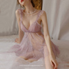紫色v领镂空纯欲风仙气性感睡衣夏季蕾丝诱惑网纱透视吊带睡裙