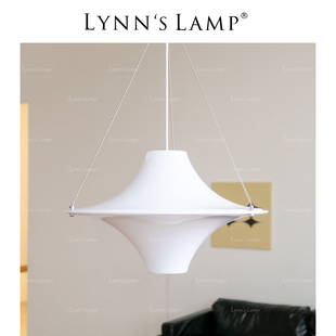 lynn's立意白色亚克力吊灯，中古ins奶油风，餐厅卧室飞碟吧台设计师