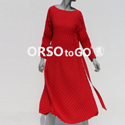 ORSO褶皱女装长袖连衣裙气质裙性感修身长裙2023春季宽松百搭