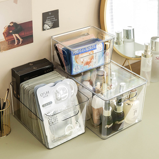 透明面膜盒子化妆品收纳盒桌面，置物架梳妆台护肤筐亚克力整理箱