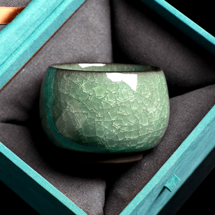 爱尔兰绿冰花丨主人单杯开片茶杯盏高档男功夫陶瓷个人专用品茗杯