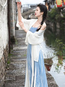 新中式宋制复古超仙改良汉服，女装日常三裥裙全套装汉元素古装裙子