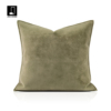 抱枕沙发客厅轻奢高级绿色进口鹿皮绒方枕样板间别墅床头靠垫靠枕