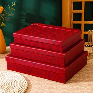 盒空盒子古典风大号，红色新年礼盒，保暖内衣围巾包装盒定制logo