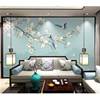 新中式手绘玉兰花背景墙布8d工笔，花鸟墙纸定制客厅，沙发影视墙壁画