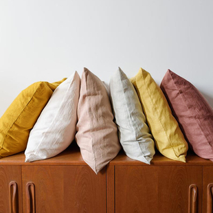 简约亚麻抱枕套北欧风抱枕芯，客厅沙发床头，靠枕靠垫含芯棉麻可定制