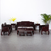 红木家具赞比亚血檀五福，中式六件套沙发实木，客厅明式办公沙发组合