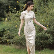 旗袍年轻款高端气质改良新中式女装日常少女长款民国风连衣裙夏季