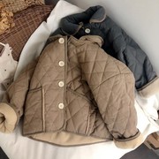 2021冬季韩版儿童棉衣外套男童女童麻棉加厚夹棉翻领保暖外套