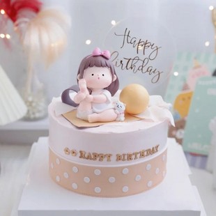 瑜伽女孩小萌妹烘焙蛋糕装饰摆件女生生日蛋糕装扮生日礼物公仔