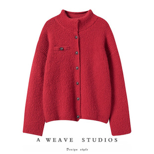 一万个!大红色100%山，羊绒衫毛巾圈加厚毛衣，开衫女宽松外套