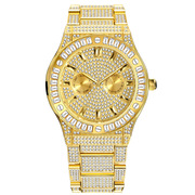  钢带石英个性五针日历手表316FOX时尚金色玫瑰金女国产腕表