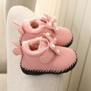 女宝宝棉鞋学步鞋子0-2岁1秋冬季童，3软底婴儿鞋加绒加厚保暖防滑4