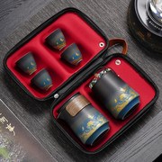 景德镇旅行茶具套装，高档礼盒装泡茶壶陶瓷，户外便携式茶具定制logo